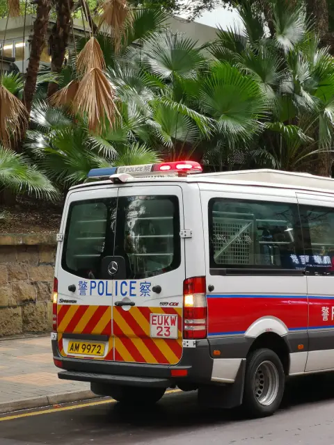 Police patrol van by Kowloon Park in Tsim Sha Tsui